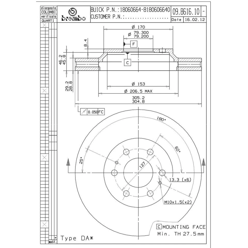 Rotores de freno para Chevrolet Trailblazer 2005 2004 2003 2002 Foto 3 de 4