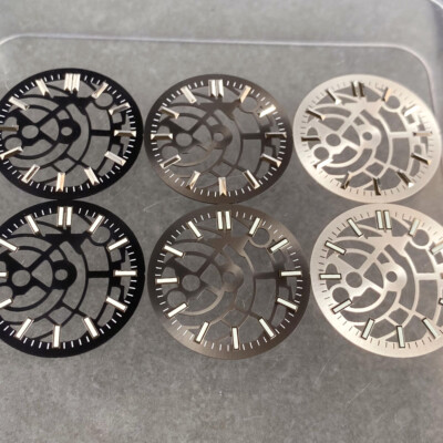 #ad Black Silver 29mm Watch Dial fit NH35 NH38 NH70 NH71 NH72 Movement Skeleton Part $7.00