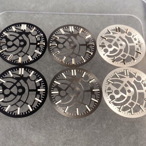 Black Silver 29mm Watch Dial fit NH35 NH38 NH70 NH71 NH72 Movement Skeleton Part