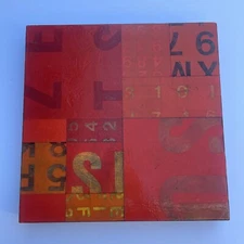 ABSTRACT PAINTING GEOMETRIC CUBIST CUBISM MODERNISM POP OP ART EXPRESSIONISM RED