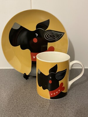 NEU Dunelm Festive Folk Scotty Dog Scottish Terrier Beilagenteller & Becher
