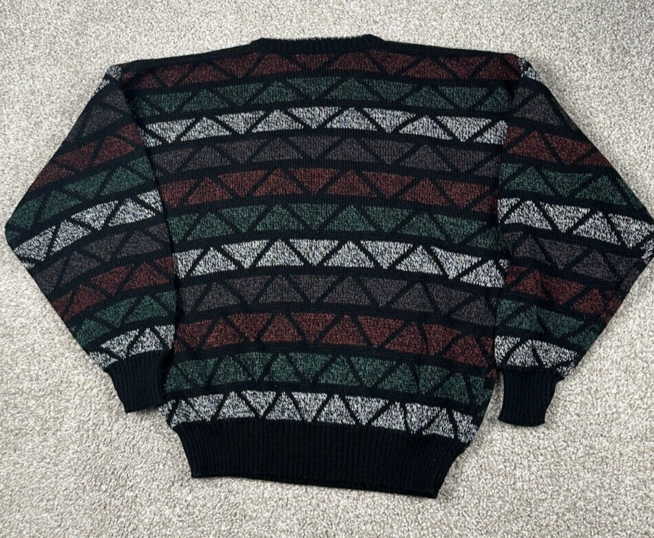 Vintage Michael Gerald Sweater Mens Extra Large Black Geometric Knit