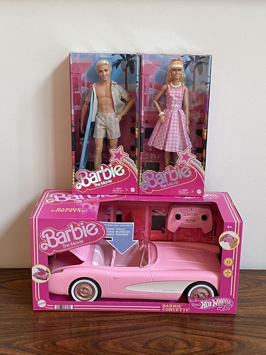 Barbie The Movie BUNDLE Mattel Corvette Remote Car W/ Barbie Ken