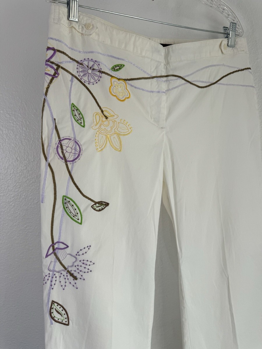 Bandolino White Pants Floral Design Y2K 2000s Size 12 | eBay