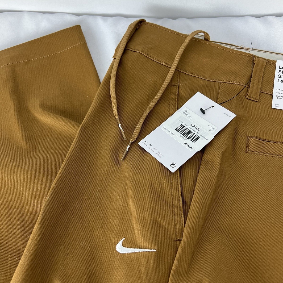 Nike Life Men's El Chino Pants FD0405-270 Ale Brown/White | eBay