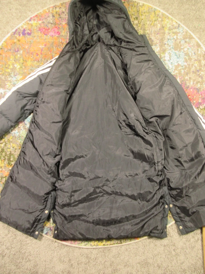 Adidas Long Padded DownJacket Womens S Black Hooded Puffer Parka HM7163 Warm-Up - Image 4 of 4