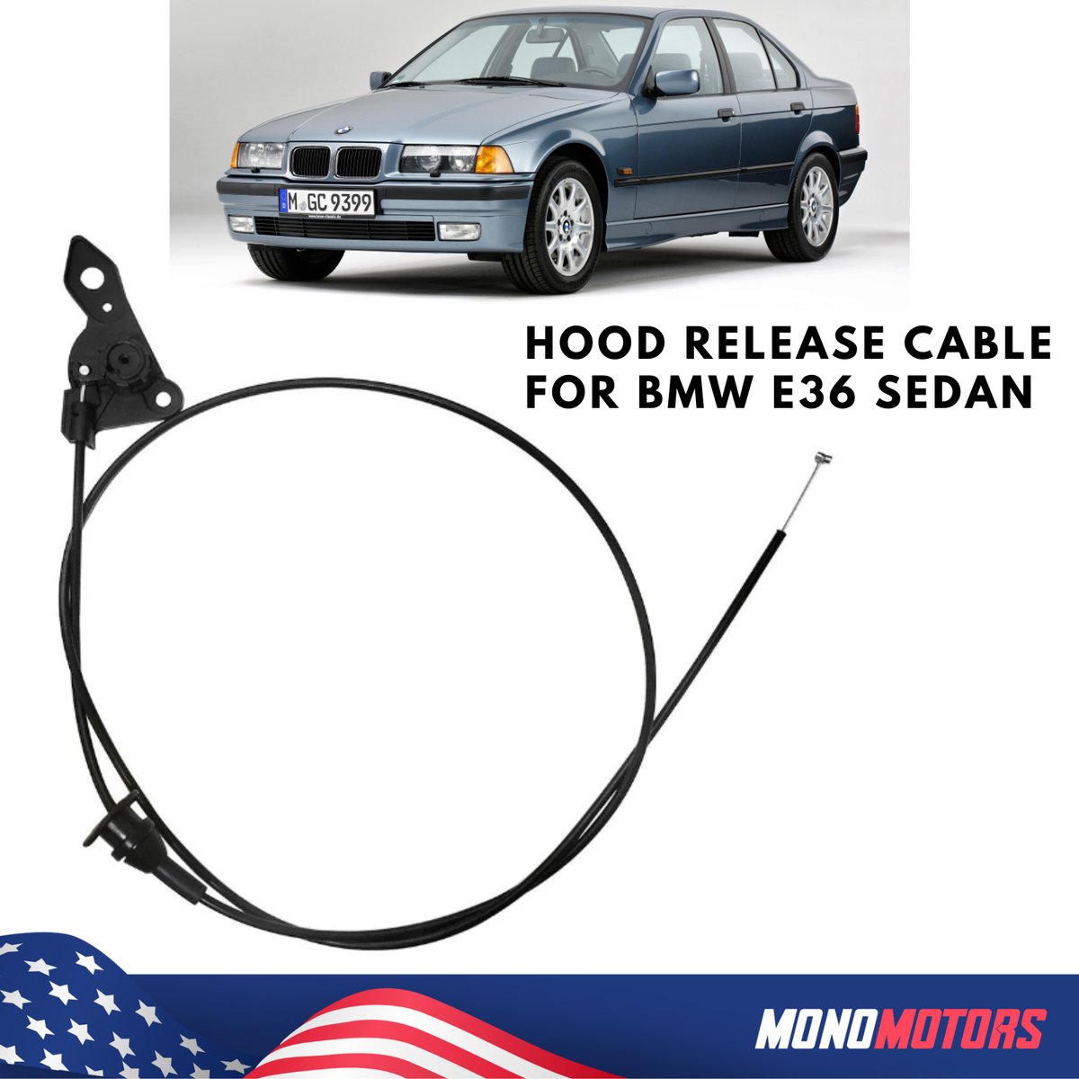Engine Hood Release Cable FOR BMW E36 SEDAN 3 SERIES OEM