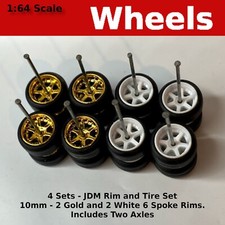 4 Sets-10mm10mm Jdm Gold And White Rims 6 Spoke Sets. For Hot Wheels