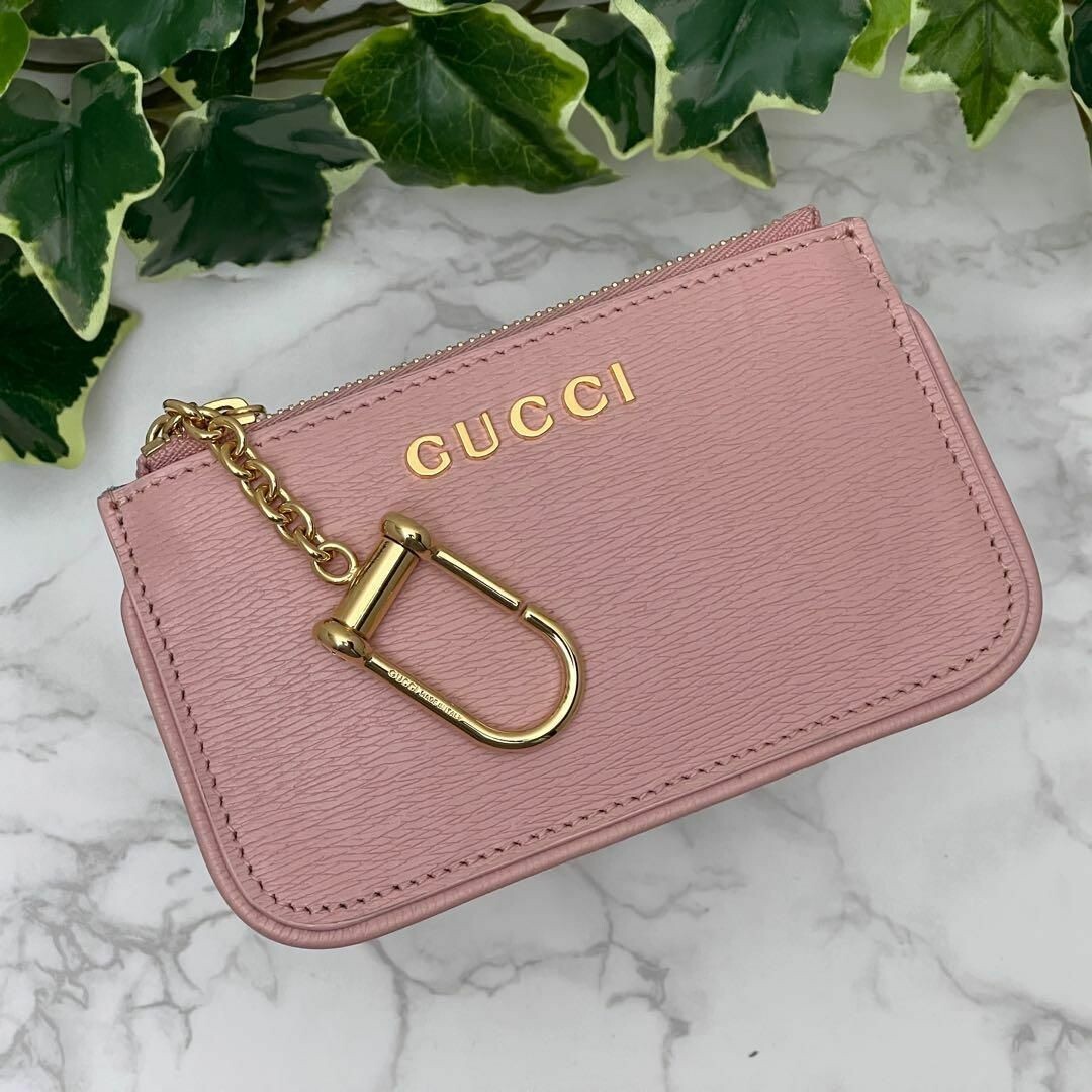 グッチ スクリプト ジップ キーケース コインケース 現行品 ライトピンク GUCCI Script Zip Key Case Coin Case Current Model Light Pink