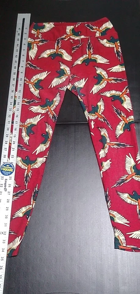 Leggings LuLaRoe OS talla única ARROTS rojo aves tropicales Foto 4 de 4