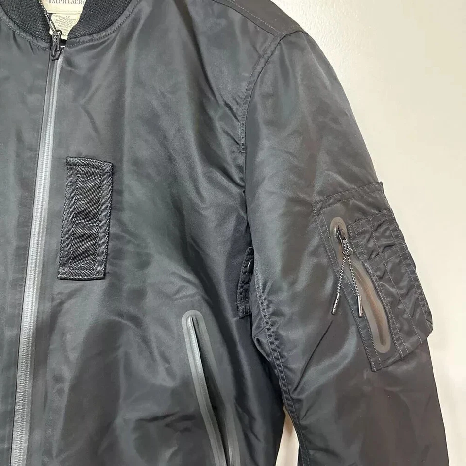 Chaqueta DENIM & SUPPLY Ralph Lauren MA-1 Blusa de Plumón Para Hombre Talla S Nylon Negra Foto 2 de 4