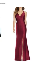 ALFRED SUNG D761 HALTER SATIN TRUMPET BURGUNDY H8 DRESS GOWN sz 10