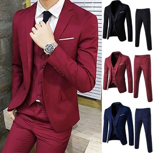 Mens Slim Suits Groom Best Wedding 