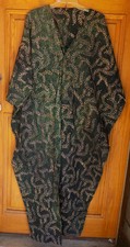 Handmade Ladies Size Plus One Size Green Foliage Print S/S Long Dress