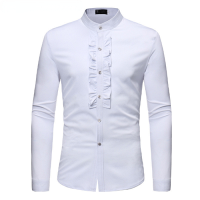 Mens Ruffle Tuxedo Dress Shirts Slim Fit Long Sleeve Stand Collar Shirt Prom | eBay Mens Ruffle Tuxedo Dress Shirts Slim Fit Long Sleeve Stand Collar Shirt Prom | eBay