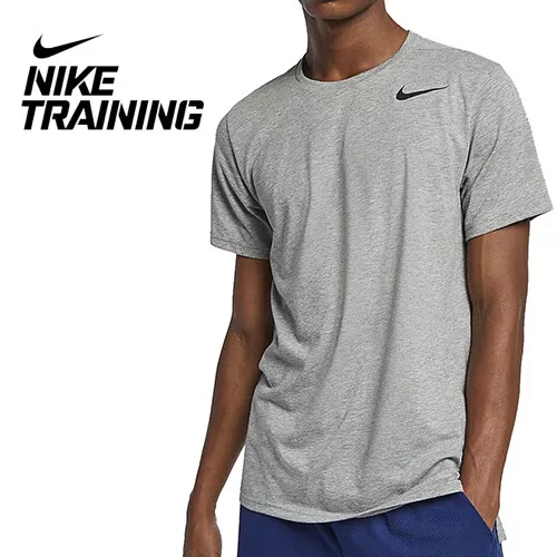 Nike Breathe Mens Short Sleeve Training Gym Top Shirt Grey Heather size L XL 2XL
