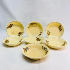 VTG Seven (7) Berry Bowls Homer Laughlin #E9 F7 WV USA Floral 5"Dia x 1"H *READ*