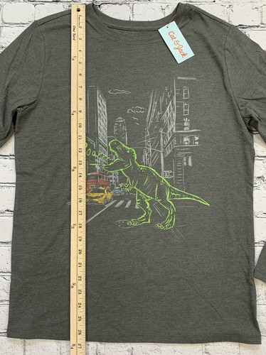 NWT Cat & Jack Boys Size XXL (18) Gray T-Rex Dinosaur Long Sleeve Grey T-shirt - Picture 16 of 19