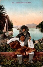 Postcard Eskimo Woman and Child