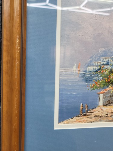 Mittelmeer Küstenlandschaft signiert Reynolds Pro/gerahmtes Ölgemälde - Bild 4 von 9