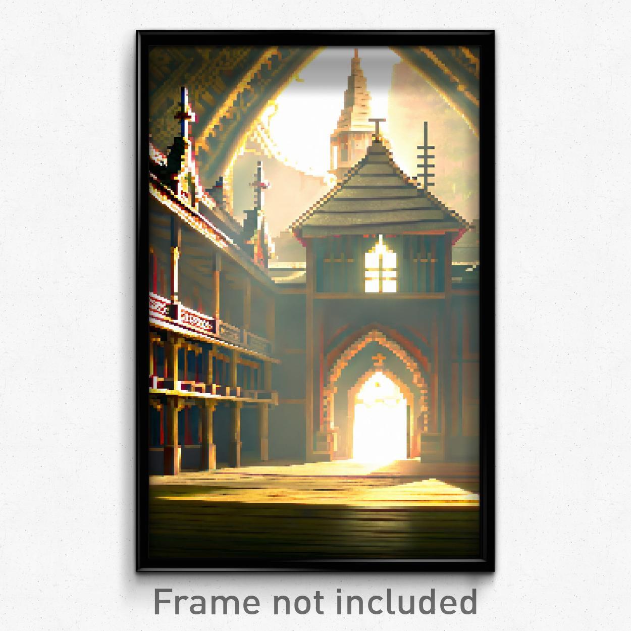 8 Bit Psychedelic Pixel Art Poster - Fancy Nunnery Trippy Video Game Print