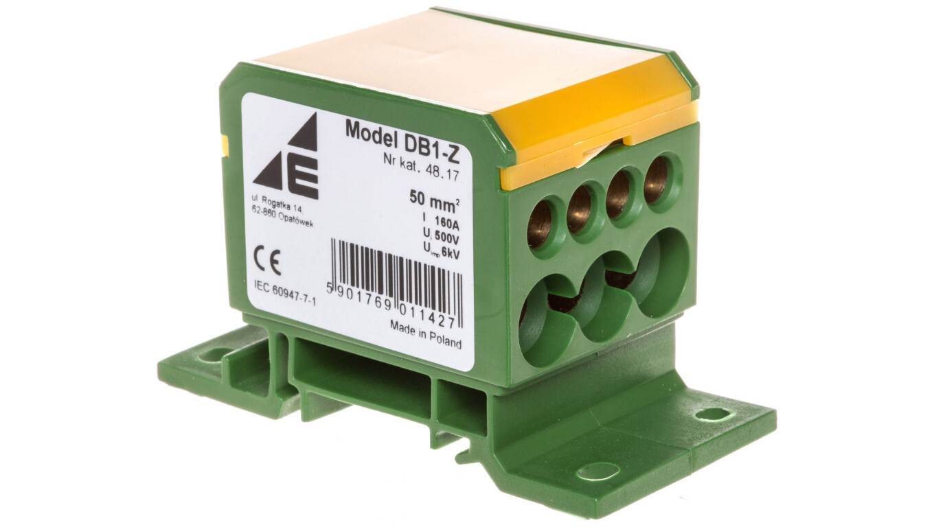 Distribution block 2x4-50mm2 + 3x2.5-25mm2 + 4x2.5-16mm2 yellow-green DB1 /T2UK
