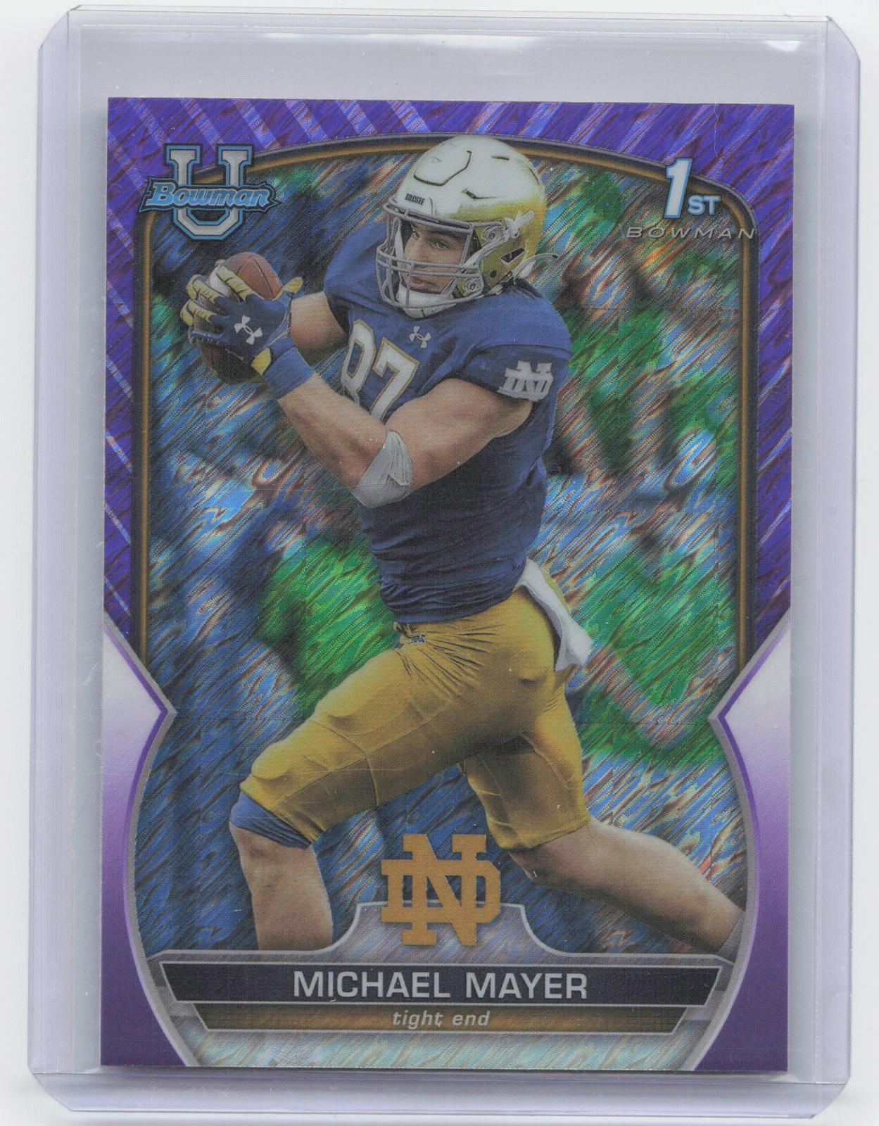 2022 Bowman University Chrome #41 Michael Mayer Purple Shimmer Refractor