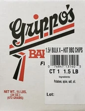 Grippo's X Hot BBQ Potato Chips 1.5 Lb Box - Free Shipping!