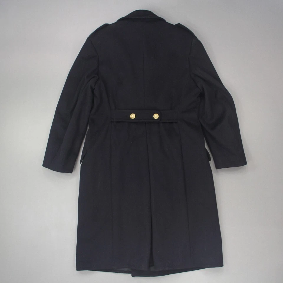 Abrigo de vestir largo militar de doble botonadura para hombre talla 22? Botones de oro azul marino Foto 2 de 4