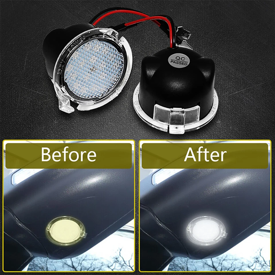 Conjunto de luces de bombilla LED de charco con vista de espejo retrovisor de coche para Ford Fusion blanco 2 piezas  Foto 2 de 4