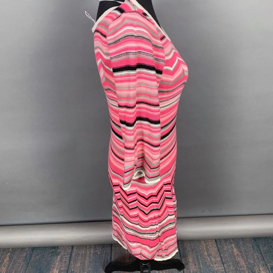 Vestido Vintage Y2K Años 90 Caramelos Rayas Rosa Chevron Tejido Manga 3/4 Talla Pequeña Foto 4 de 4