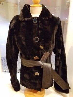 Italian Real Sheared Mink Fur Coat/Jacket. Black color. Size Small . Brand New