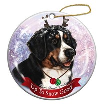 Holiday Pet Gifts Bernese Mountain Reindeer Dog Porcelain Christmas Ornament