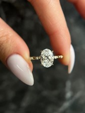 White Moissanite 2.60 Ct Oval Cut Prong Engagement Ring 14K Yellow Gold Finish