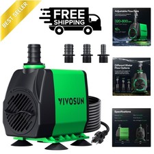 VIVOSUN 800GPH Submersible Pump 3000L/H, 24W , Ultra Quiet Water Fountain Pump w
