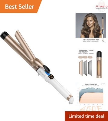 Ceramic Curling Iron 1.25 Inch Dual Voltage Long Barrel LCD Heat Settings