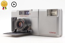  Near MINT   Contax T Silver Rangefinder 35mm Film Camera T14 Flash FromJAPAN