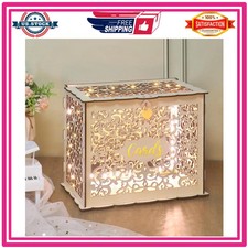 Wood Wedding Card Box with Lock and Key for Reception Party Gift Money Holder