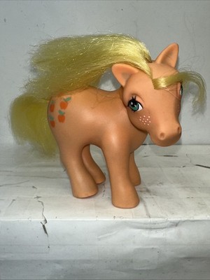 Vtg 1983 My Little Pony G1 Applejack Orange & Yellow W/ Concave Feet Hasbro Read