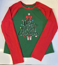 Girls xL Holiday Time Christmas Long Sleeve Top Ugly Christmas Shirt Santa