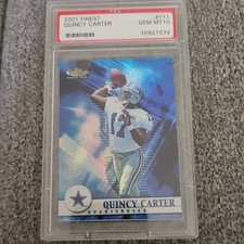 Topps 2001 Finest Quincy Carter #111 Dallas Cowboys Rookie PSA 10 /1000 NFL Card. rookie card picture