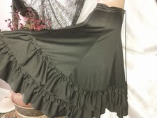 VTG SILKY NYLON Layered Ruffled Flare Fit pin up swishy twirly skirt S 34"