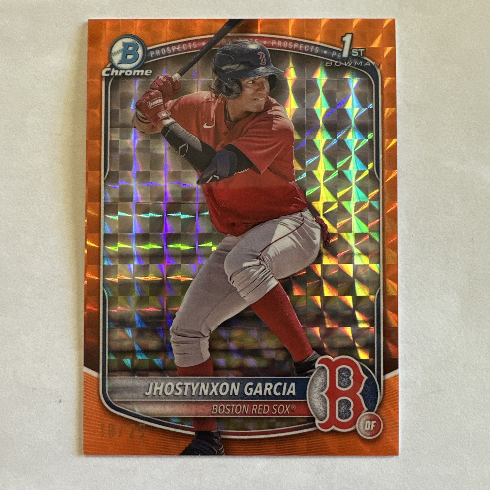 JHOSTYNXON GARCIA 2025 BOWMAN CHROME 1ST ORANGE GEOMETRIC /25