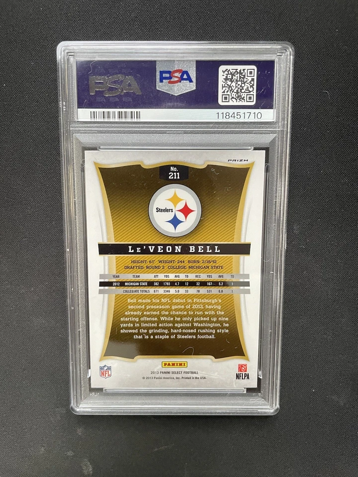 Tarjeta de novato Panini Select LEVEON BELL Silver Prizm RC 2013 PSA 10 Foto 2 de 2
