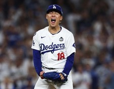 Yoshinobu Yamamoto Pitching World Series Los Angeles Dodgers 8x10 MLB Photo