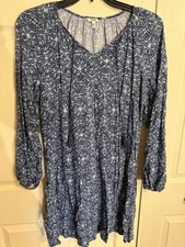 Sonoma Boho Dress Blue Indie Print Size Medium Soft Relax Fit