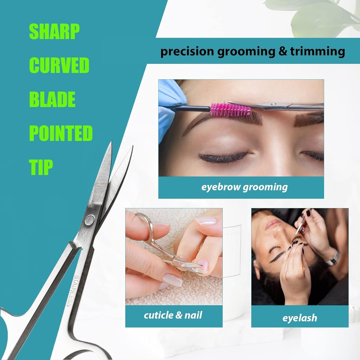 Elegant 2pcs Grooming Scissors Set for Safe Eyebrow, Beard & Nose Hair Trimming