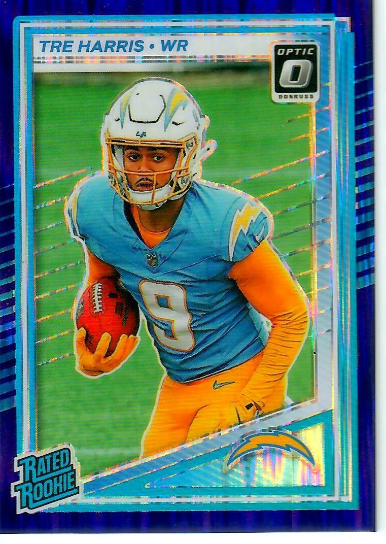 2025 Donruss Optic Football Blue Hyper Prizm RC Tre Harris #229 Chargers