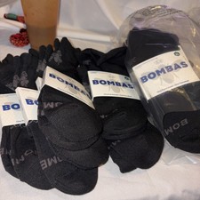 Bombas 12 Pair Antimicrobial Black Ankle Socks Unisex XL Adult New