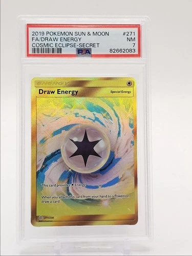 DRAW ENERGY 2019 POKEMON S&M COSMIC ECLIPSE SECRET RARE 271/236 PSA 7 Q1652